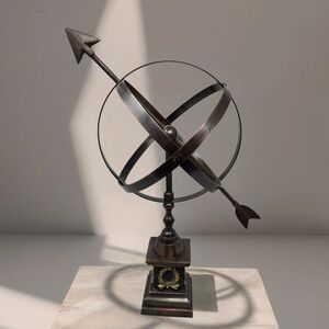 Armillary Metal Sphere Copper Brown Color Celestial Globe Rings Arrow Equator